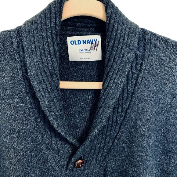 Old Navy Men's Shawl Collar Sweater Big Tall Size XXL Tall Dark Charcoal Gray - Picture 3 of 5